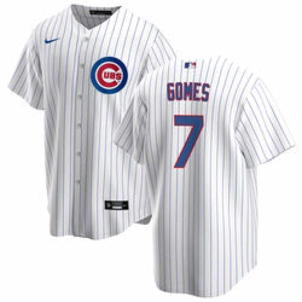 Men's Chicago Cubs #7 Yan Gomes White Cool Base Stitched Baseball Jersey 1