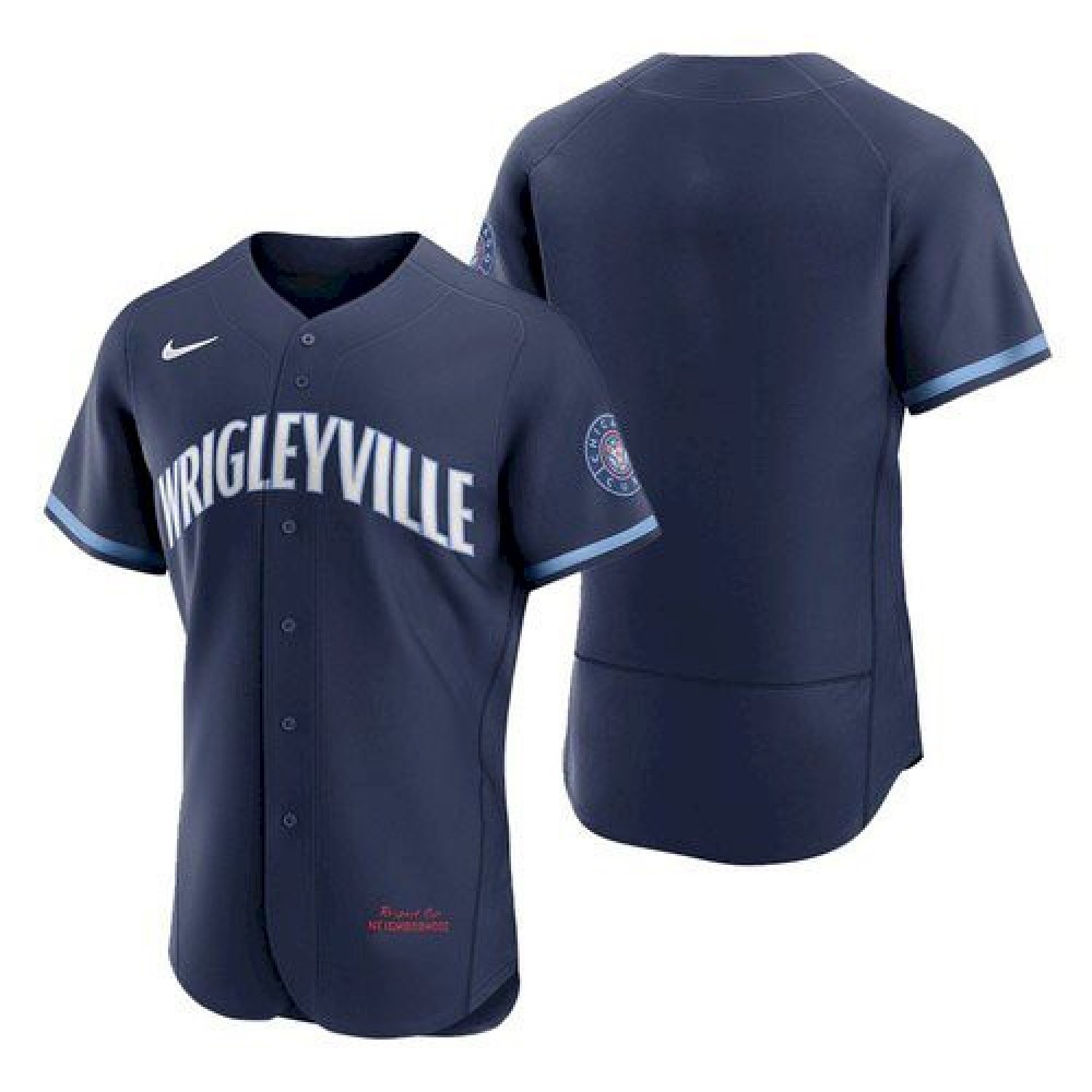 Men's Chicago Cubs Blank 2021 Navy City Connect Stitched Jersey 1