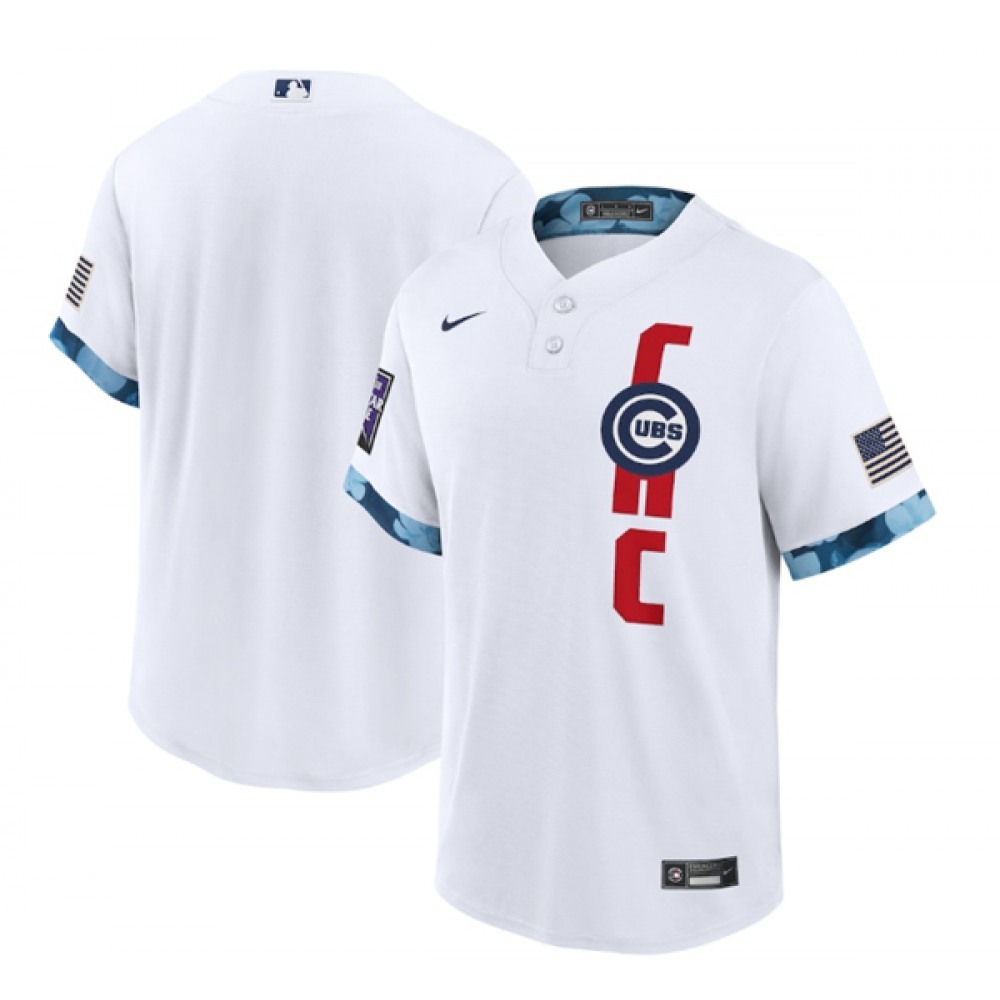 Men's Chicago Cubs Blank 2021 White All-Star Cool Base Stitched MLB Jersey 1