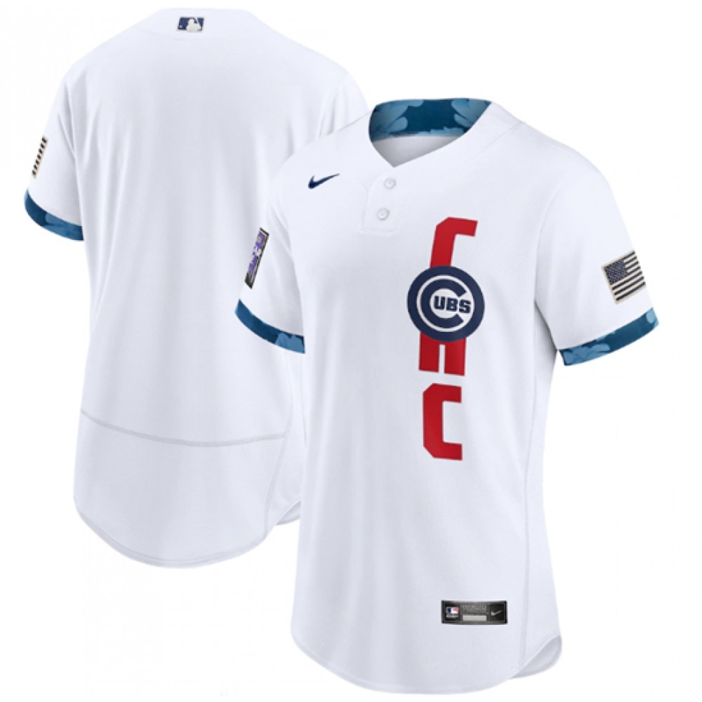 Men's Chicago Cubs Blank 2021 White All-Star Flex Base Stitched MLB Jersey 1