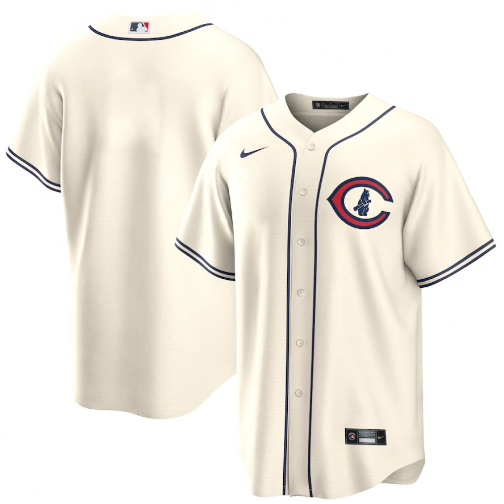 Men's Chicago Cubs Blank 2022 Cream Field of Dreams Cool Base Stitched Baseball Jersey 1