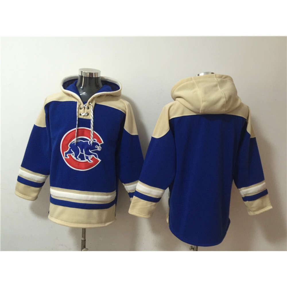 Men's Chicago Cubs Blank Ageless Must-Have Lace-Up Pullover Hoodie 1