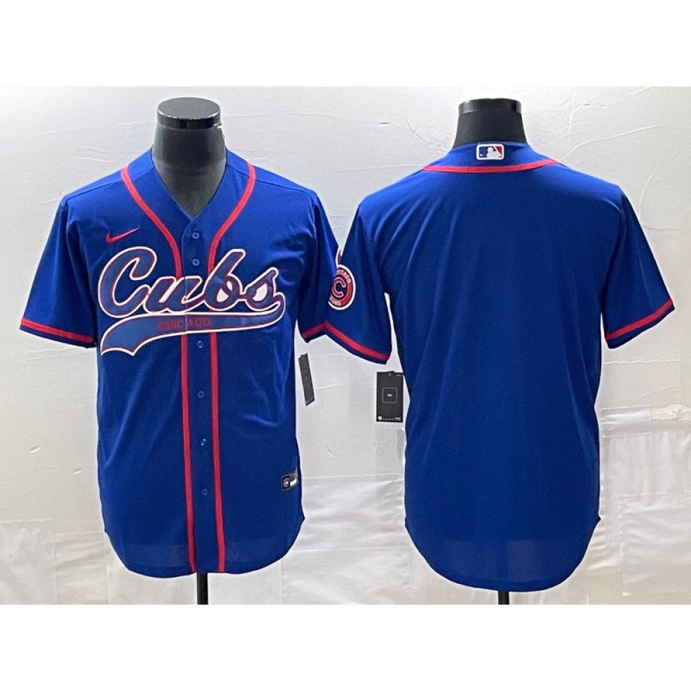 Men's Chicago Cubs Blank Royal Cool Base Stitched Baseball Jersey 1