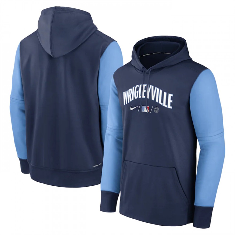 Men's Chicago Cubs Blue 2022 Therma Performance Pullover Hoodie 1