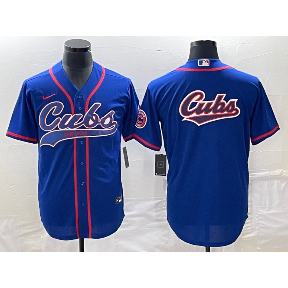Men's Chicago Cubs Royal Team Big Logo Cool Base Stitched Jersey 1