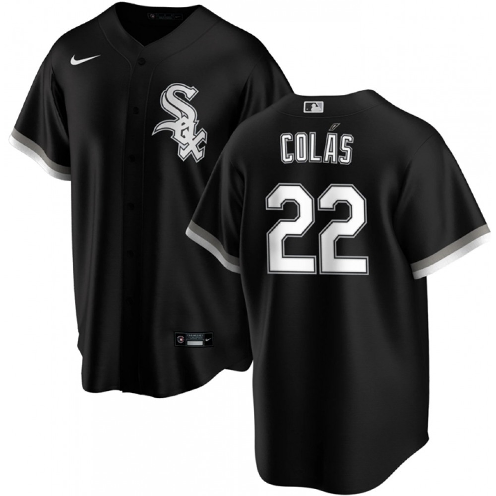 Men's Chicago White Sox #22 Oscar Colas Black Cool Base Stitched Jersey 1
