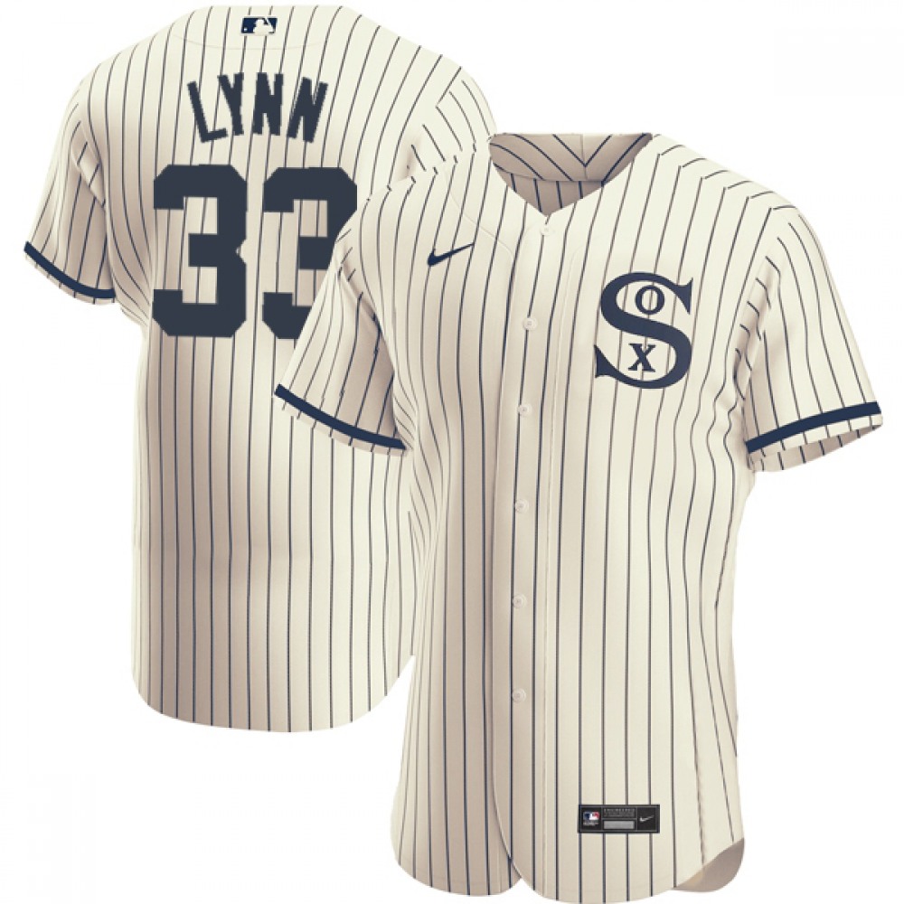 Men's Chicago White Sox #33 Lance Lynn 2021 Cream/Navy Field of Dreams Name&Number Flex Base Stitched Jersey 1