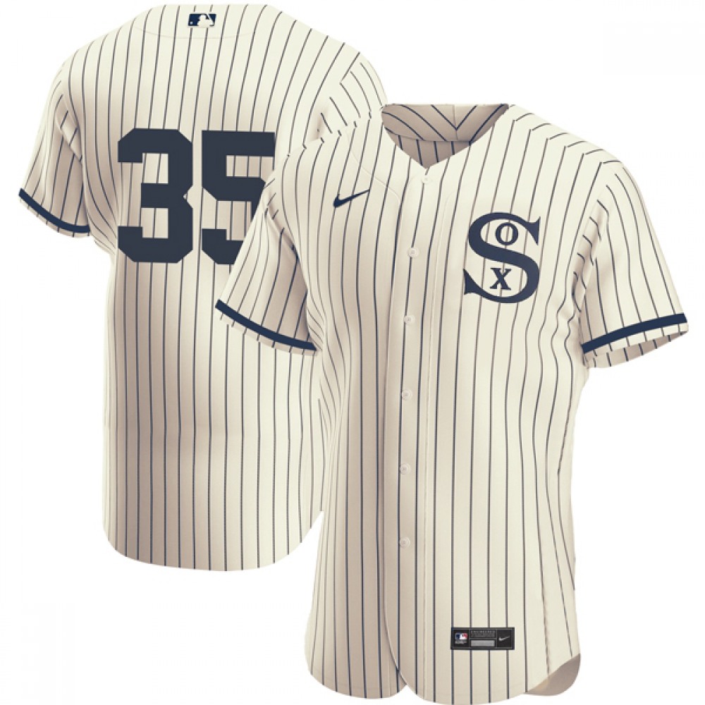 Men's Chicago White Sox #35 Frank Thomas 2021 Cream/Navy Field of Dreams Flex Base Stitched Jersey 1