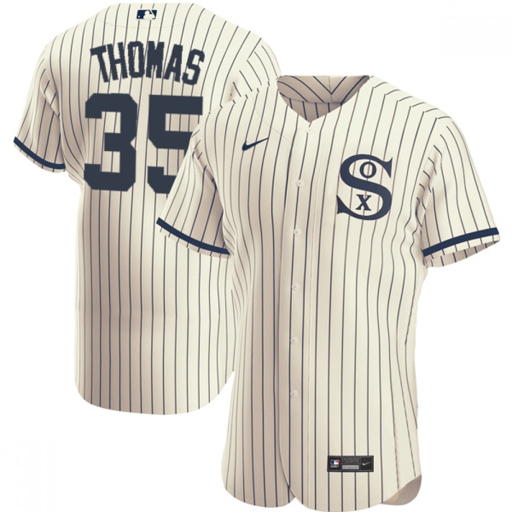 Men's Chicago White Sox #35 Frank Thomas 2021 Cream/Navy Field of Dreams Name&Number Flex Base Stitched Jersey 1