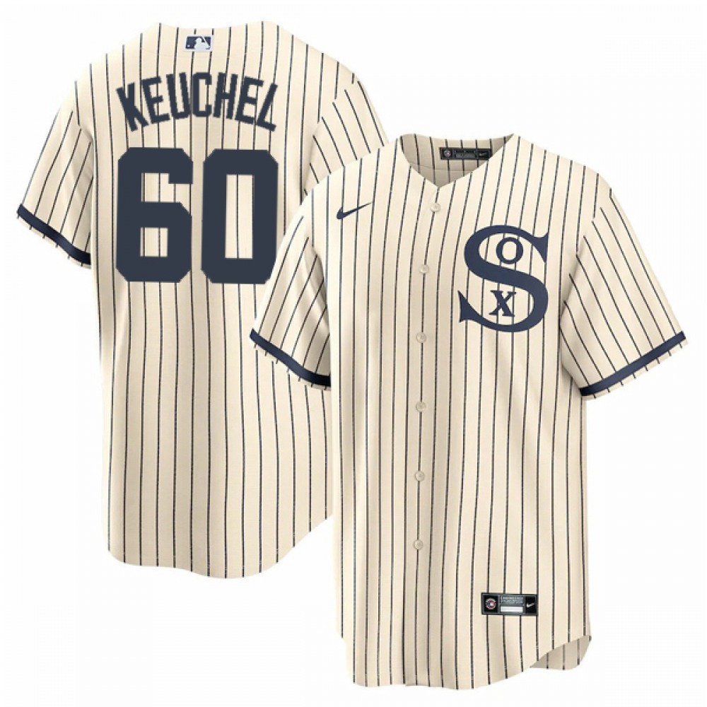 Men's Chicago White Sox #60 Dallas Keuchel 2021 Cream/Navy Name&Number Field of Dreams Cool Base Stitched Jersey 1