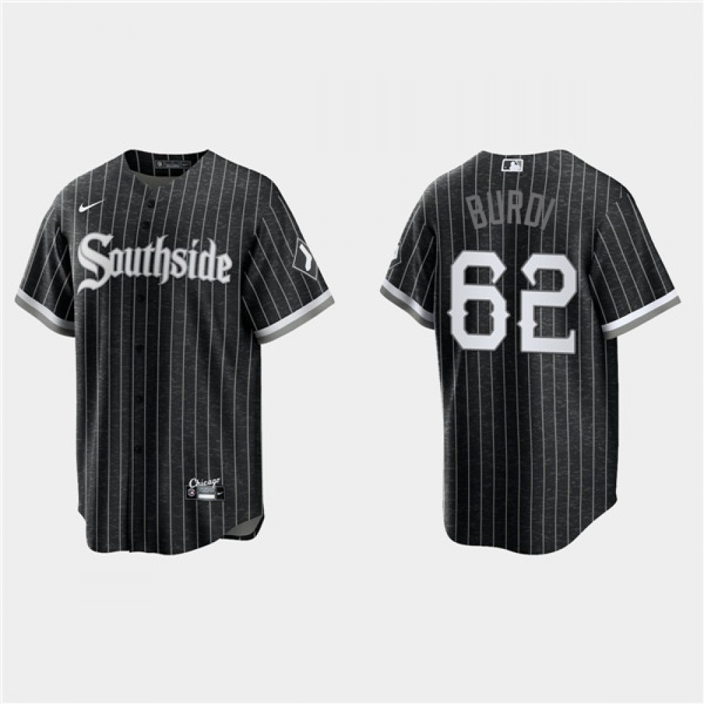Men's Chicago White Sox #62 Zack Burdi Black 2021 City Connect Cool Base Stitched Jersey 1
