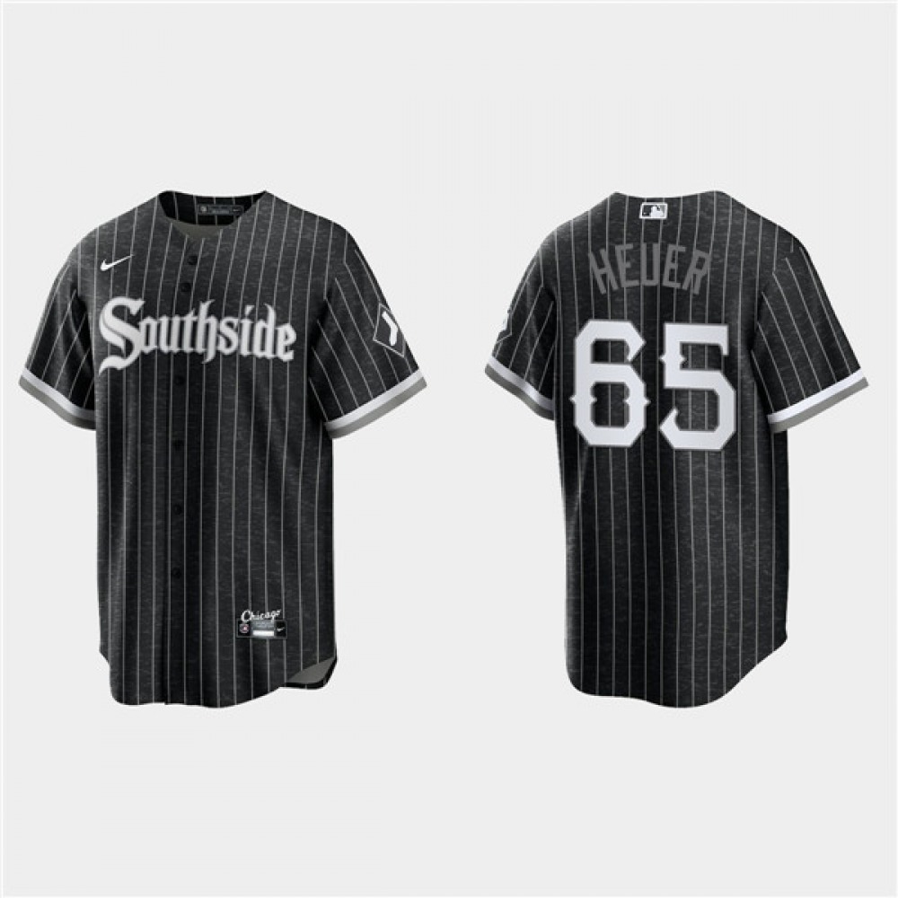 Men's Chicago White Sox #65 Codi Heuer Black 2021 City Connect Cool Base Stitched Jersey 1