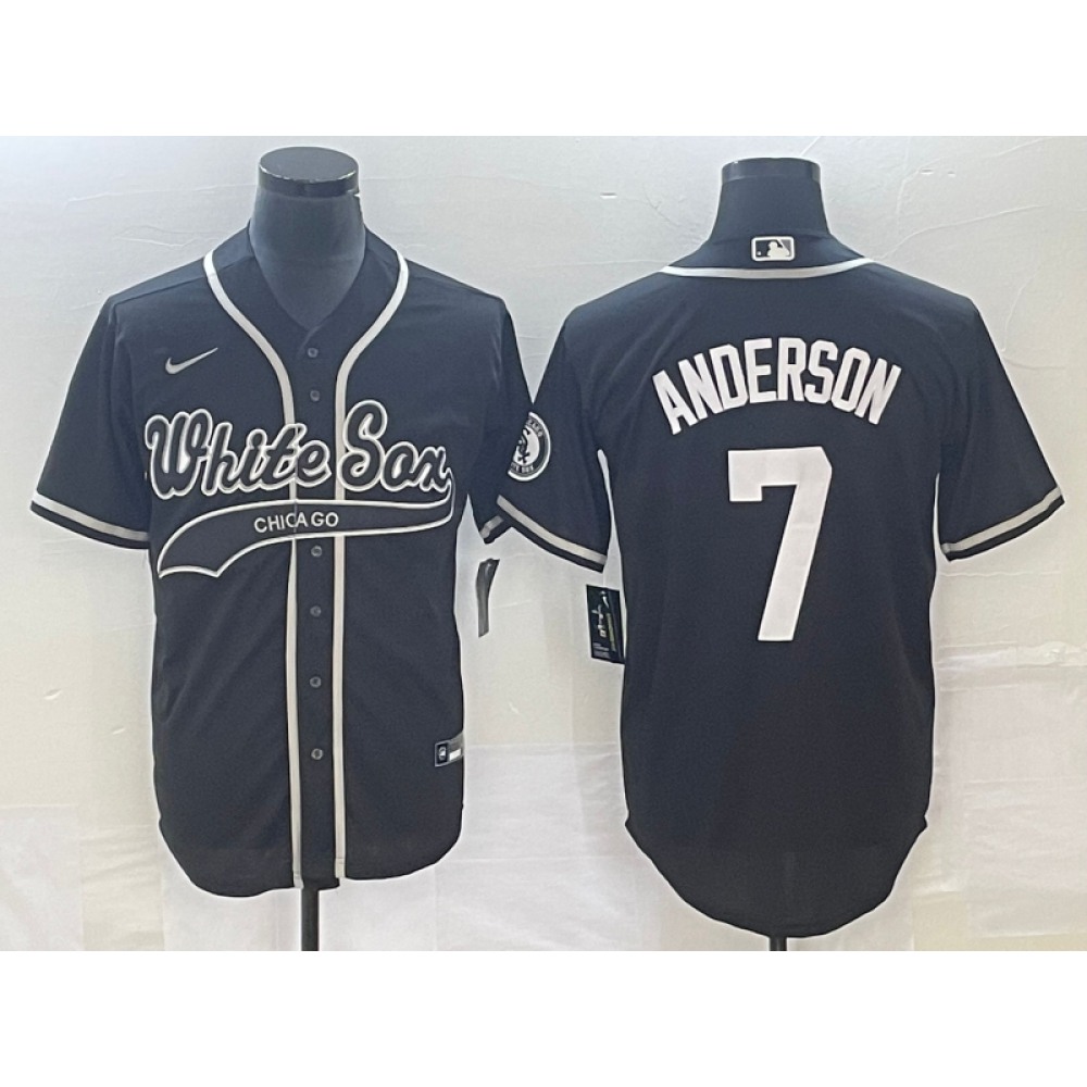 Men's Chicago White Sox #7 Tim Anderson Black Cool Base Stitched Jersey 1
