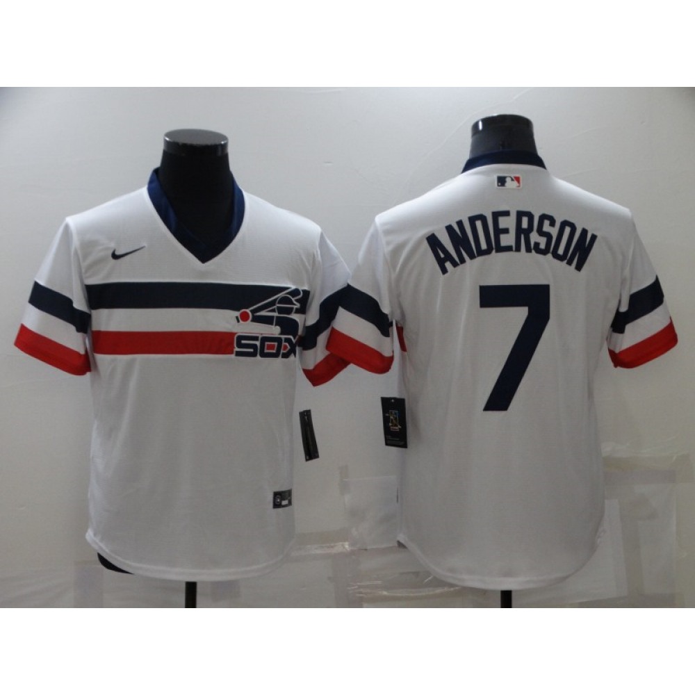 Men's Chicago White Sox #7 Tim Anderson White Cool Base Stitched Jersey 1