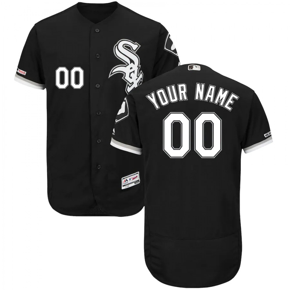 Men's Chicago White Sox Black Customized Stitched Jersey 1