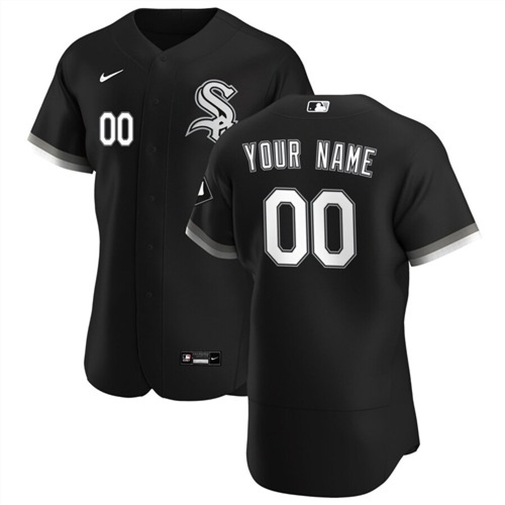 Men's Chicago White Sox Black Customized Stitched MLB Jersey 1