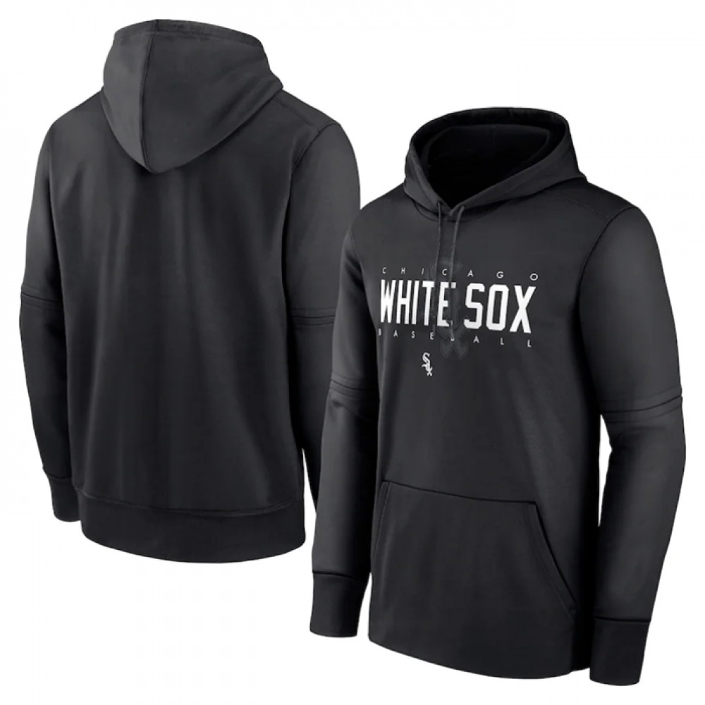 Men's Chicago White Sox Black Pregame Performance Pullover Hoodie 1