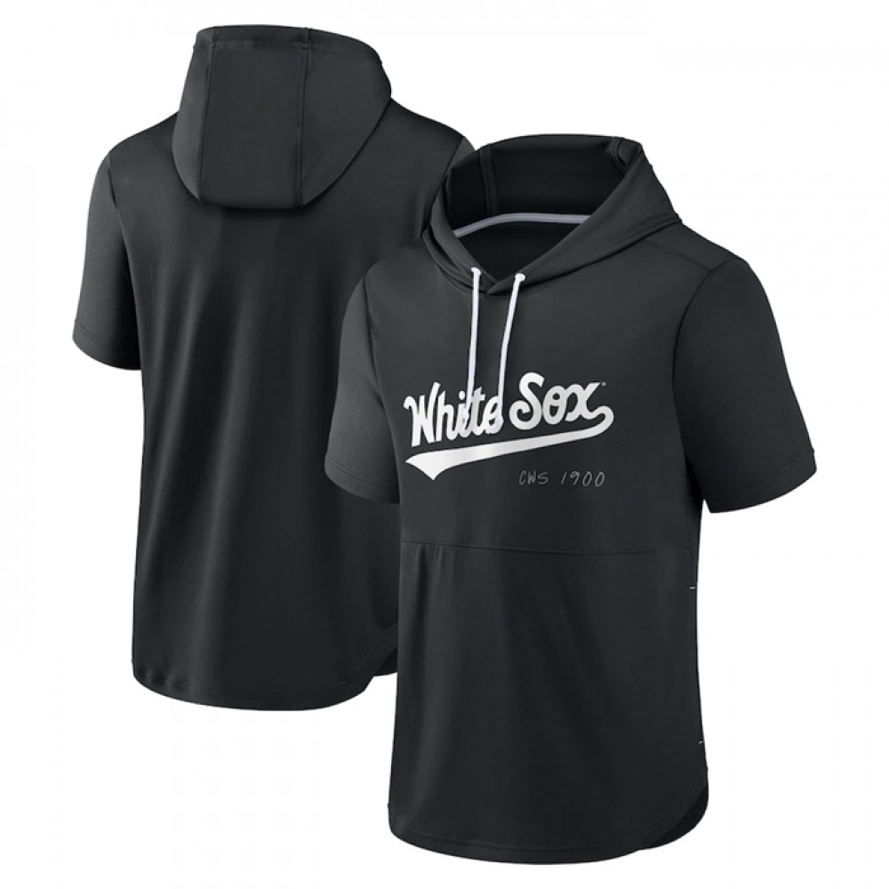 Men's Chicago White Sox Black Sideline Training Hooded Performance T-Shirt 1