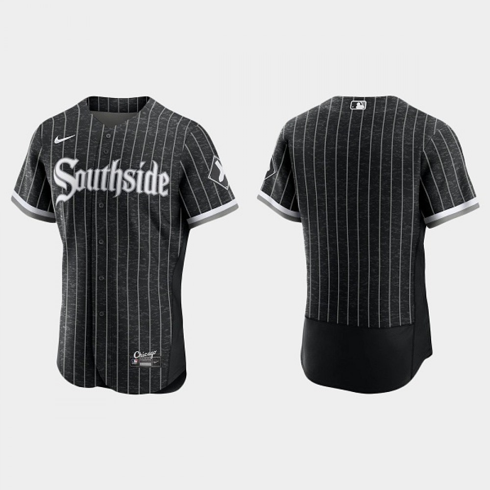 Men's Chicago White Sox Blank Black 2021 City Connect Flex Base Stitched Jersey 1