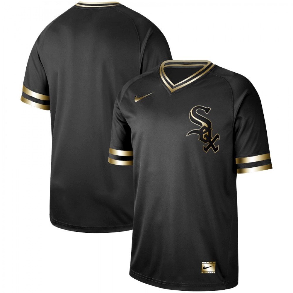 Men's Chicago White Sox Blank Black Gold Stitched MLB Jersey 1