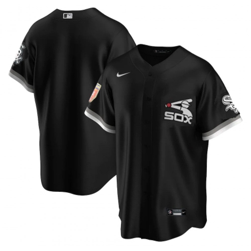 Men's Chicago White Sox Blank White Cool Base Stitched Jersey 1