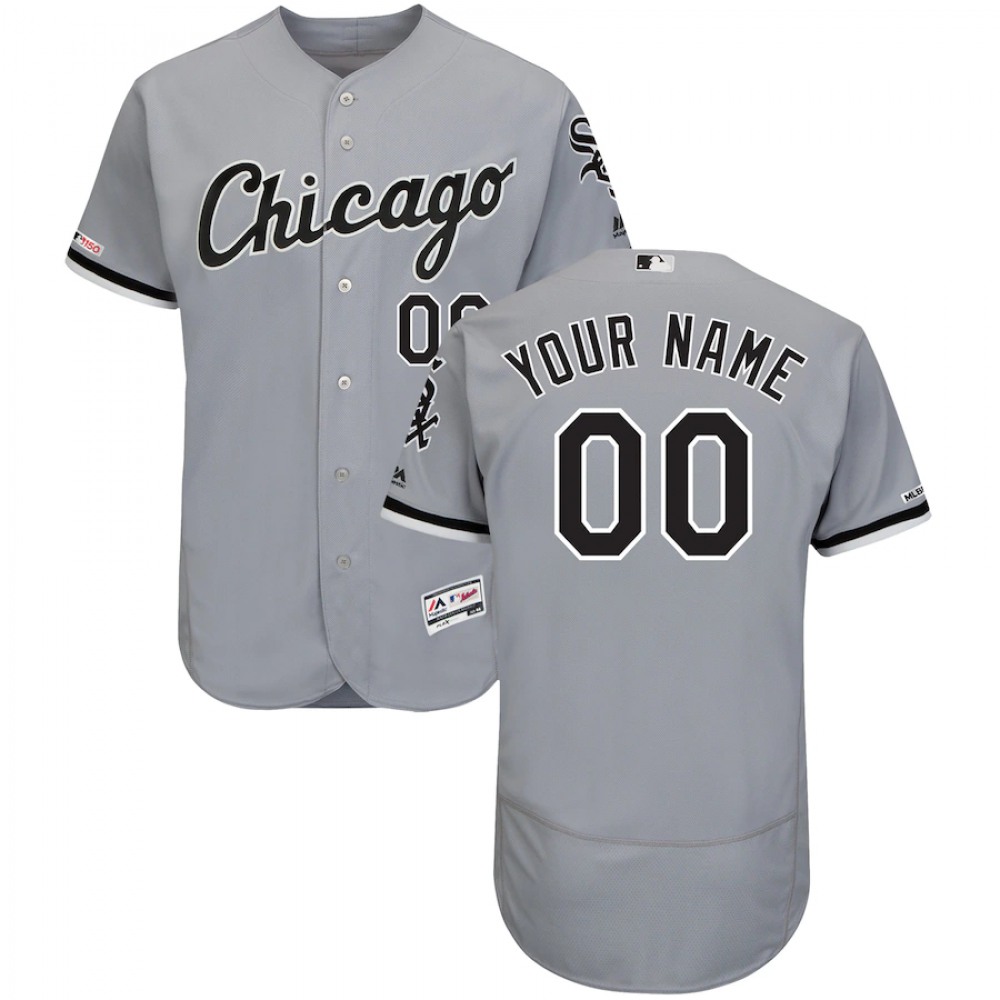 Men's Chicago White Sox Grey Customized Stitched MLB Jersey 1