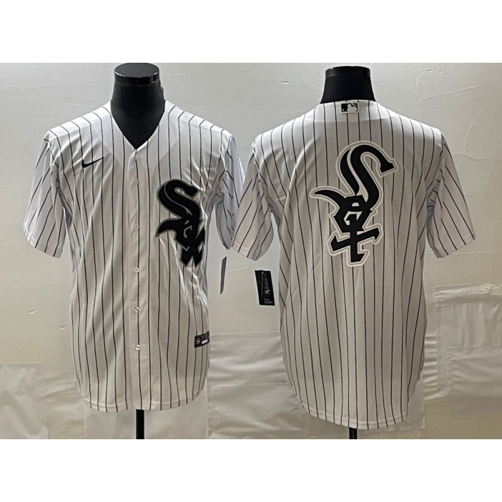 Men's Chicago White Sox White Team Big Logo Cool Base Stitched Jersey 1