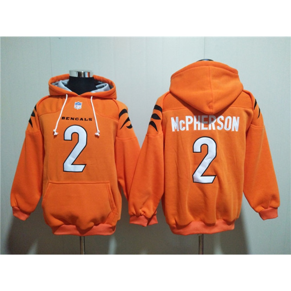 Men's Cincinnati Bengals #2 Evan McPherson Orange Pullover Hoodie 1