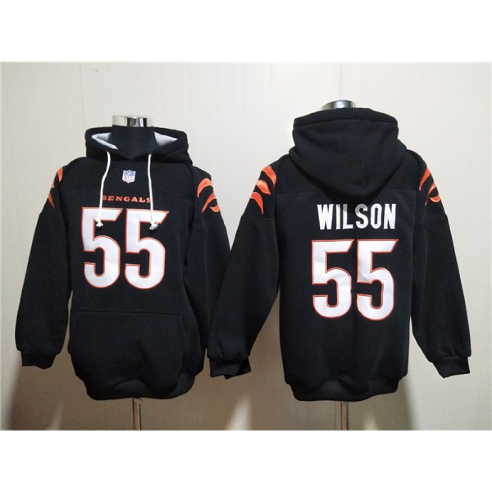 Men's Cincinnati Bengals #55 Logan Wilson Black Pullover Hoodie 1