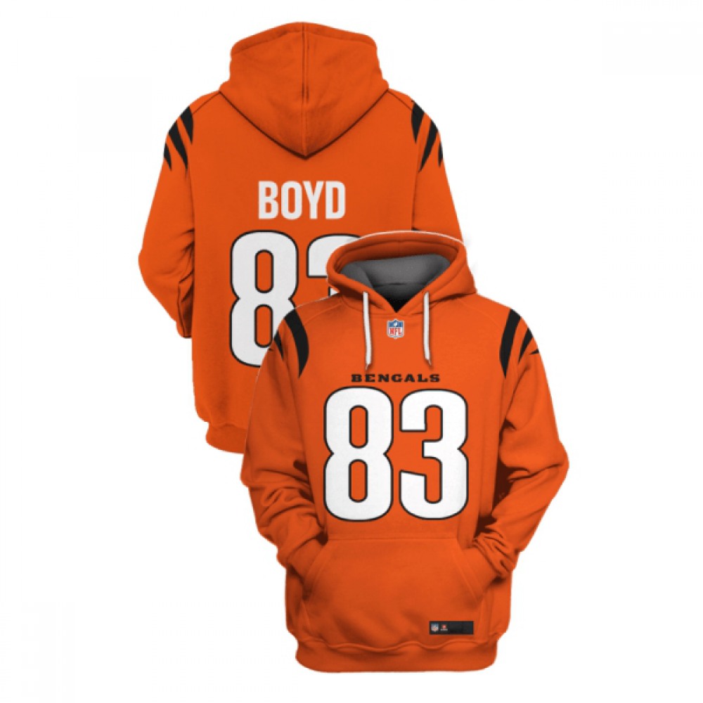 Men's Cincinnati Bengals #83 Tyler Boyd 2021 Orange Pullover Hoodie 1