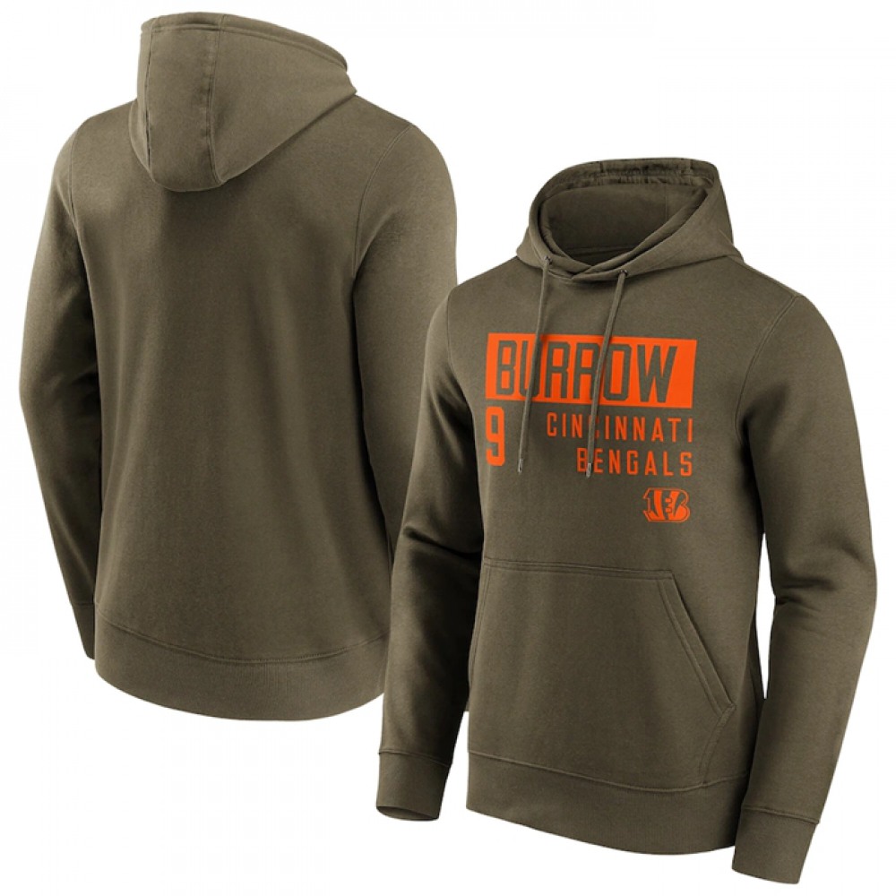 Men's Cincinnati Bengals #9 Joe Burrow Fashion Name & Number Hoodie 1