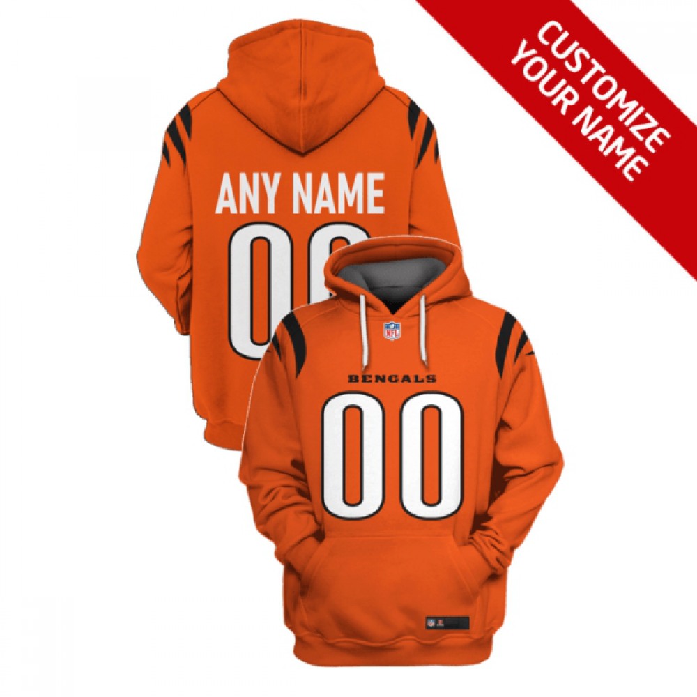 Men's Cincinnati Bengals Active Player Custom 2021 Orange Pullover Hoodie 1