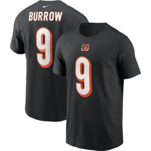 Men's Cincinnati Bengals Black #9 Joe Burrow T-Shirt