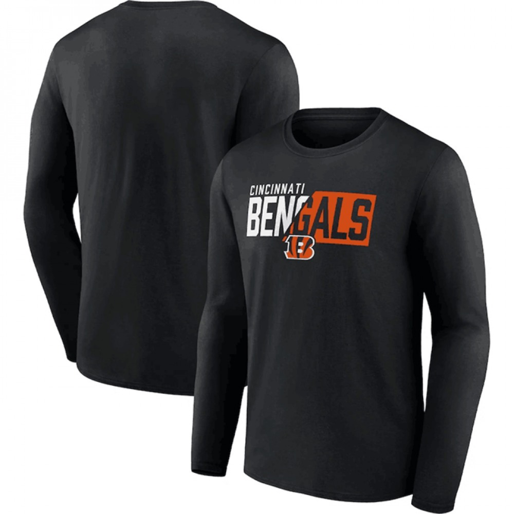 Men's Cincinnati Bengals Black One Two Long Sleeve T-Shirt 1