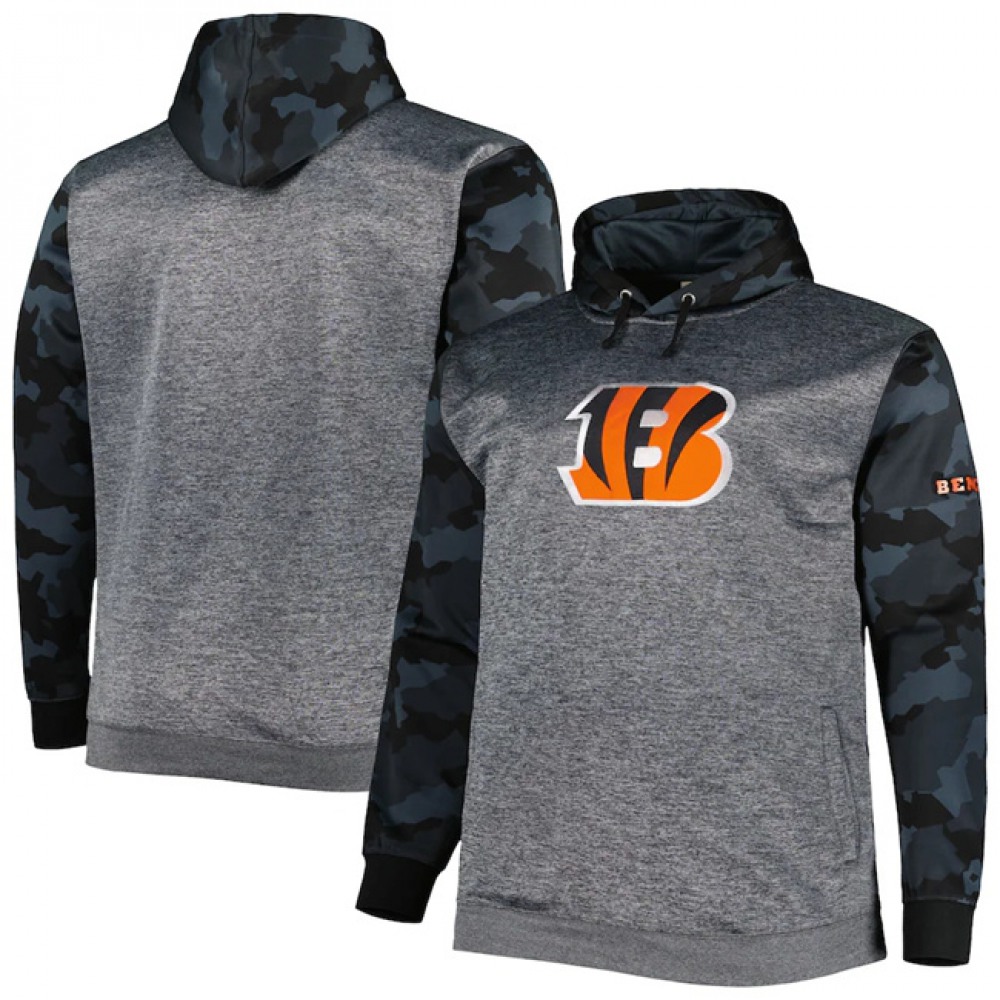 Men's Cincinnati Bengals Heather Charcoal Big & Tall Camo Pullover Hoodie 1