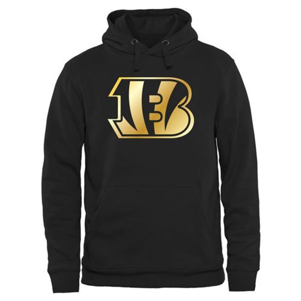 Men's Cincinnati Bengals Pro Line Black Gold Collection Pullover Hoodie 1