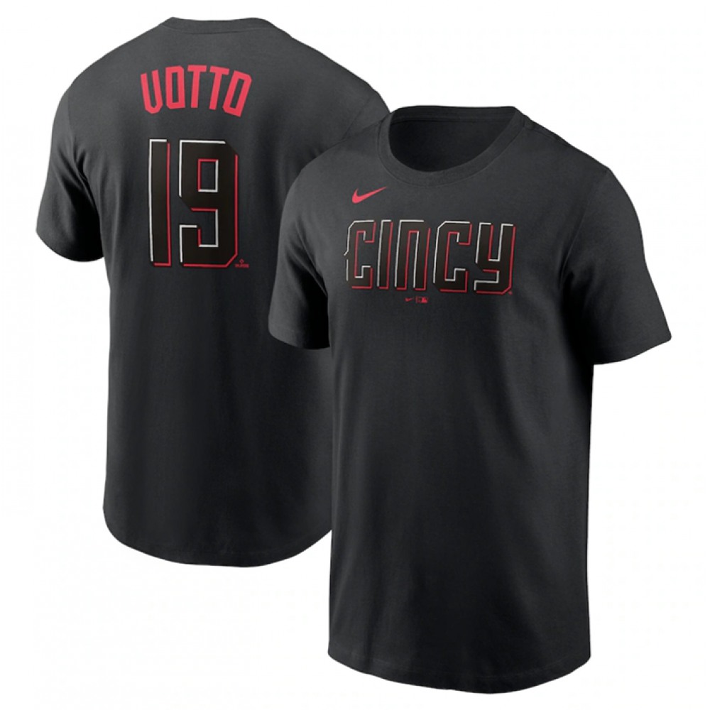 Men's Cincinnati Reds #19 Joey Votto 2023 City Connect Name & Number T-Shirt 1