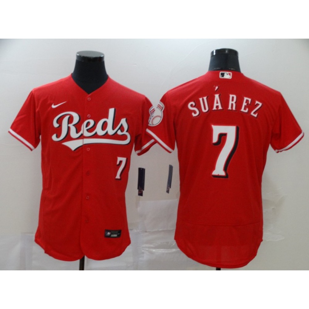 Men's Cincinnati Reds #7 Eugenio Suarez Red Flex Base Stitched MLB Jersey 1