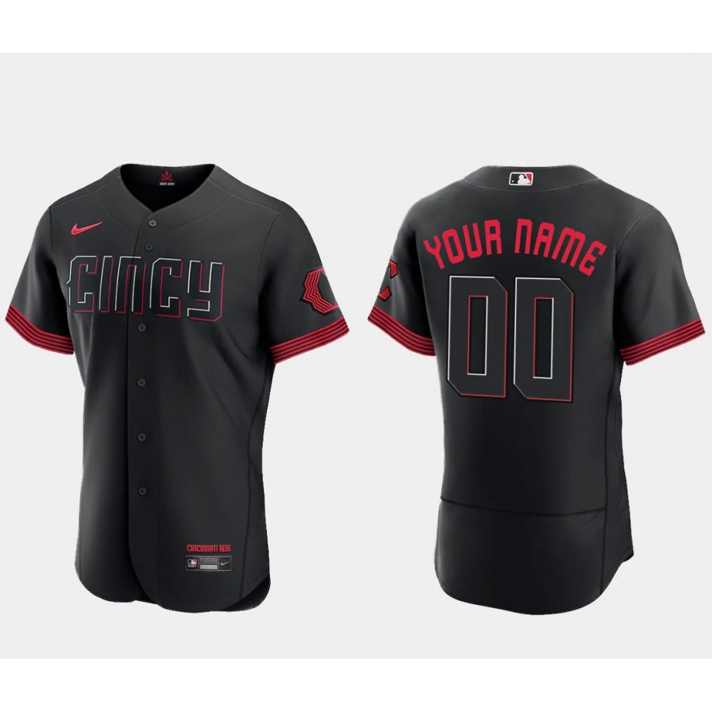 Men's Cincinnati Reds ACTIVE Player Custom Black 2023 City Connect Flex Base Stitched Jersey 1