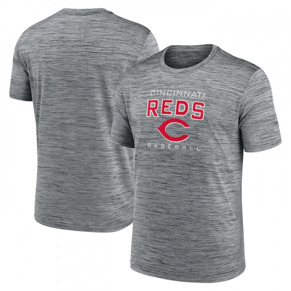 Men's Cincinnati Reds Grey Velocity Practice Performance T-Shirt 1