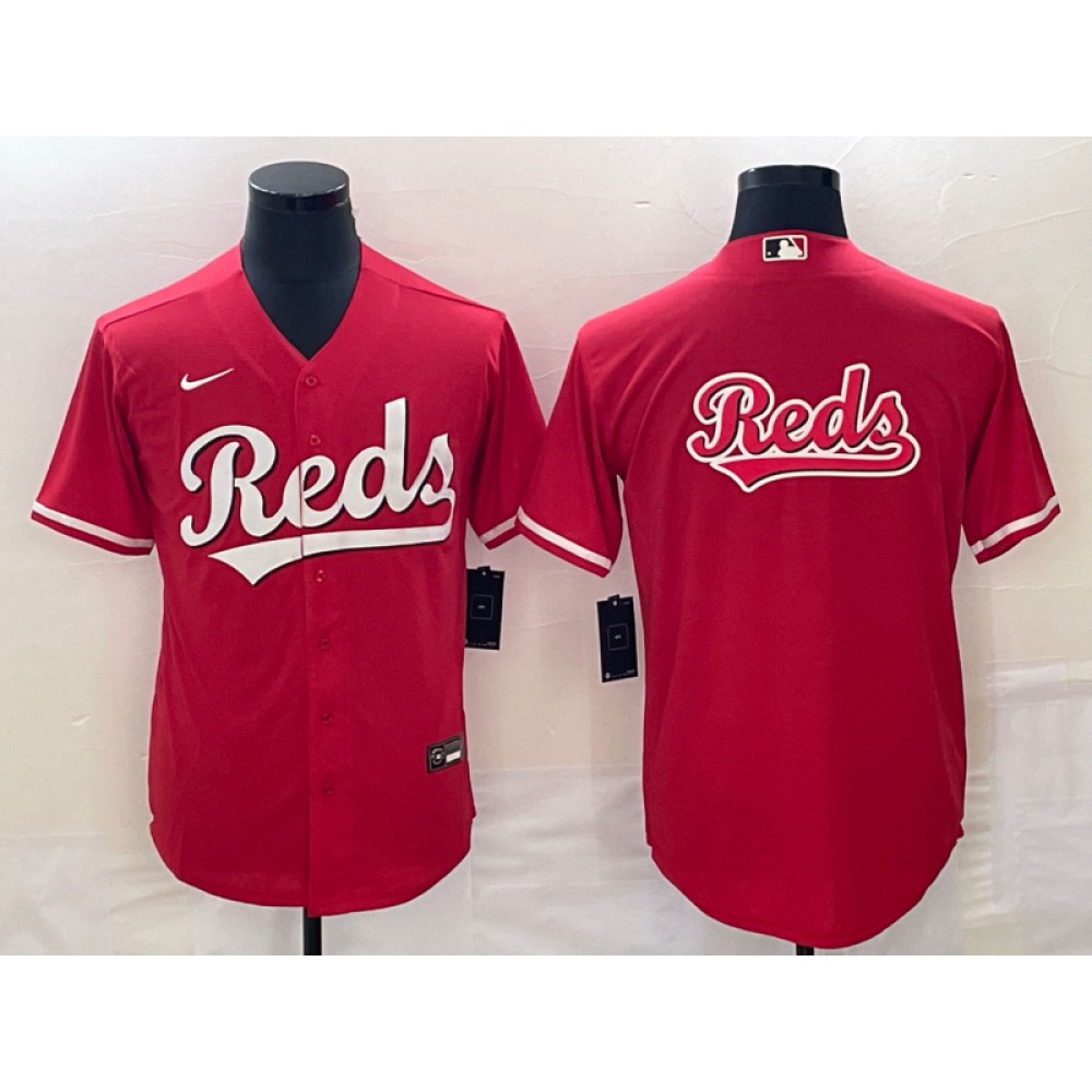 Men's Cincinnati Reds Red Team Big Logo Cool Base Stitched Baseball Jersey 1