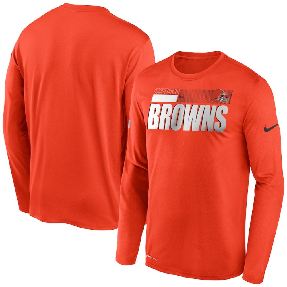 Men's Cleveland Browns 2020 Orange Sideline Impact Legend Performance Long Sleeve T-Shirt 1