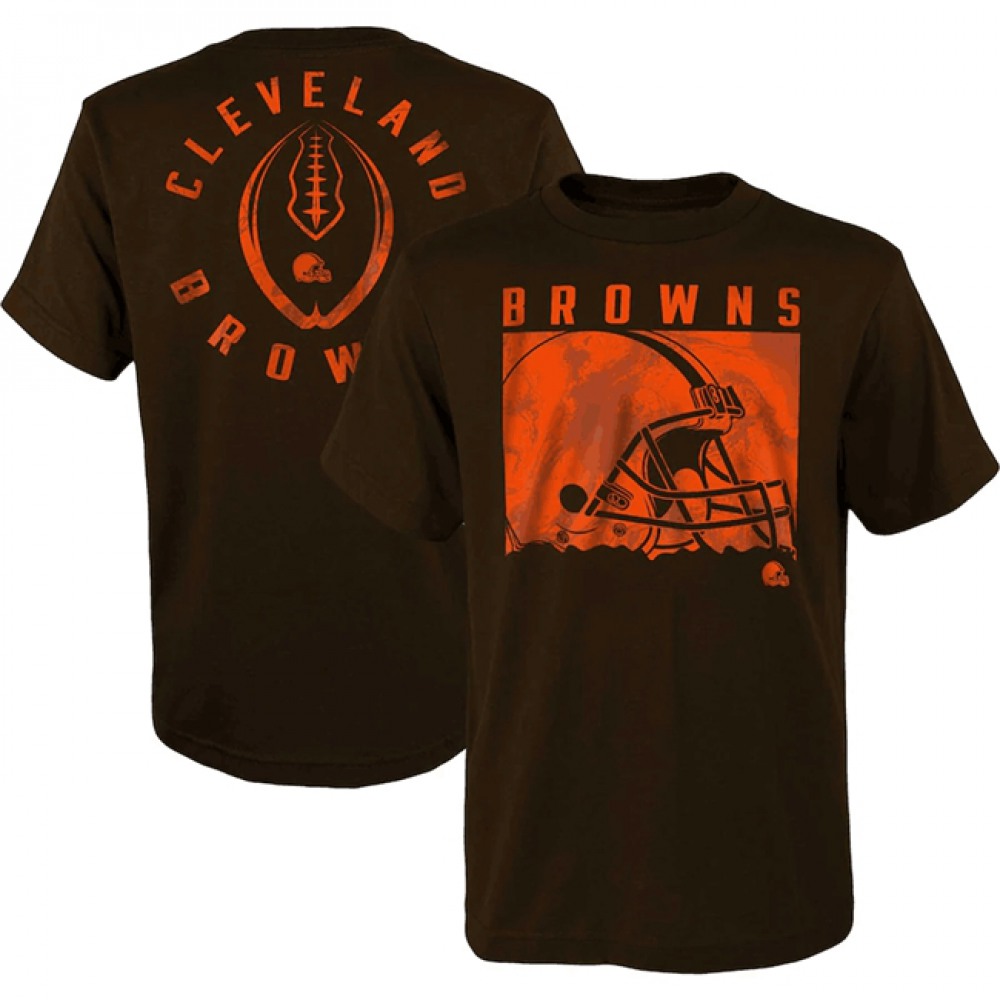Men's Cleveland Browns Brown Preschool Liquid Camo Logo T-Shirt 1