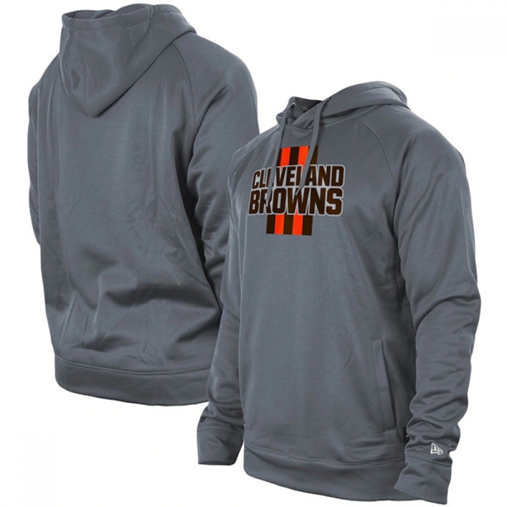 Men's Cleveland Browns Gray New Era Training Camp Raglan Pullover Hoodie 1