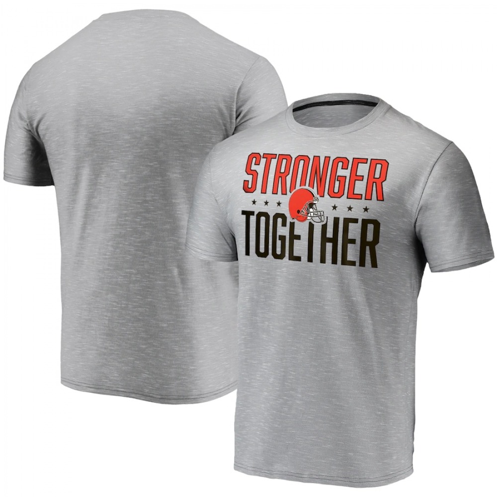 Men's Cleveland Browns Grey Charcoal Stronger Together T-Shirt 1