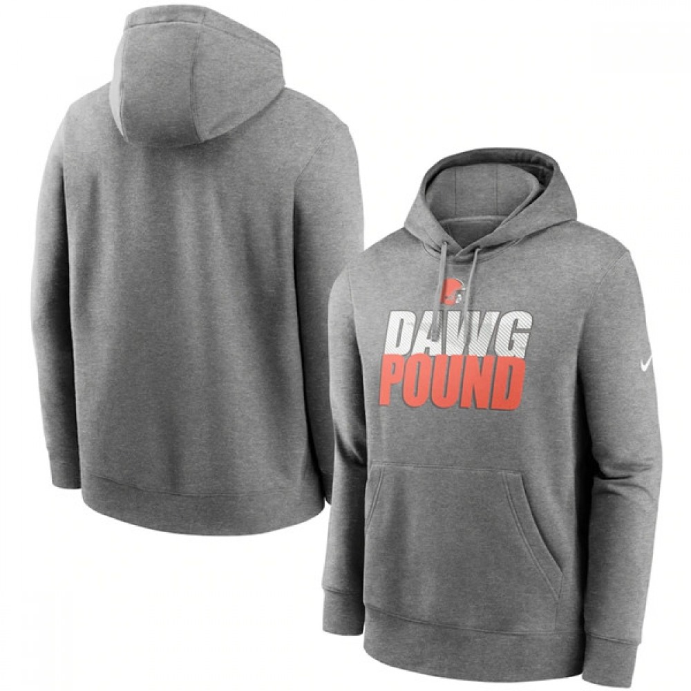 Men's Cleveland Browns Heathered Gray Fan Gear Local Club Pullover Hoodie 1