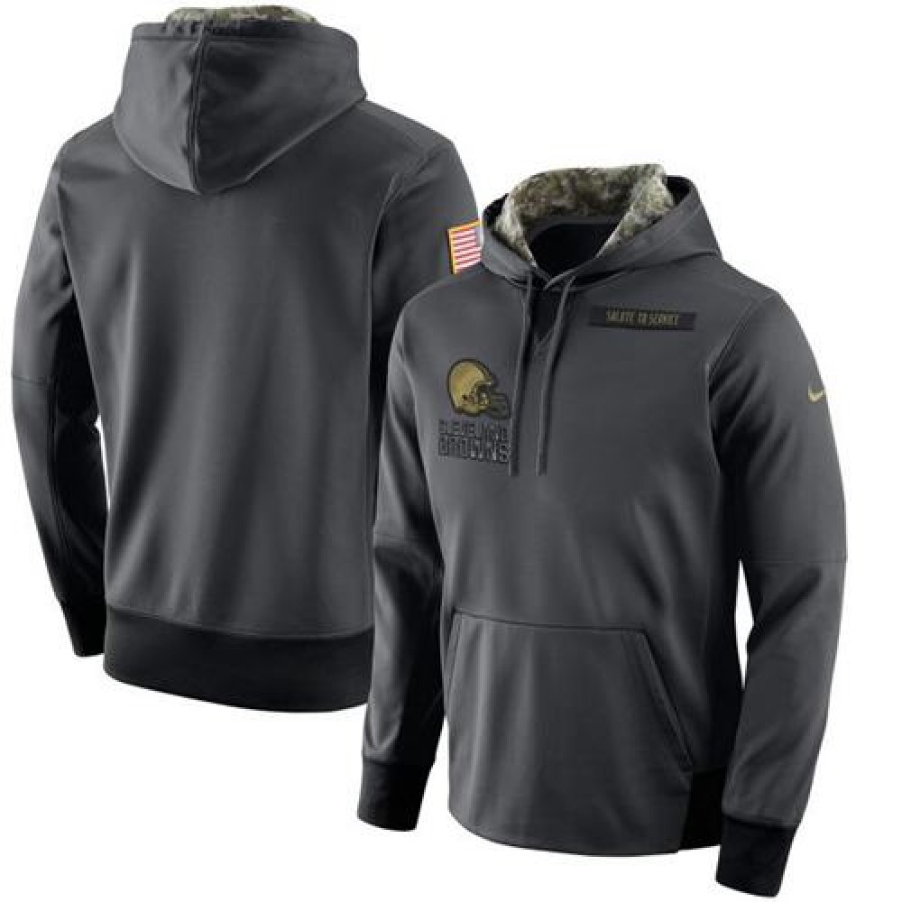 Men's Cleveland Browns Anthracite Salute to Service Player Performance Hoodie 1