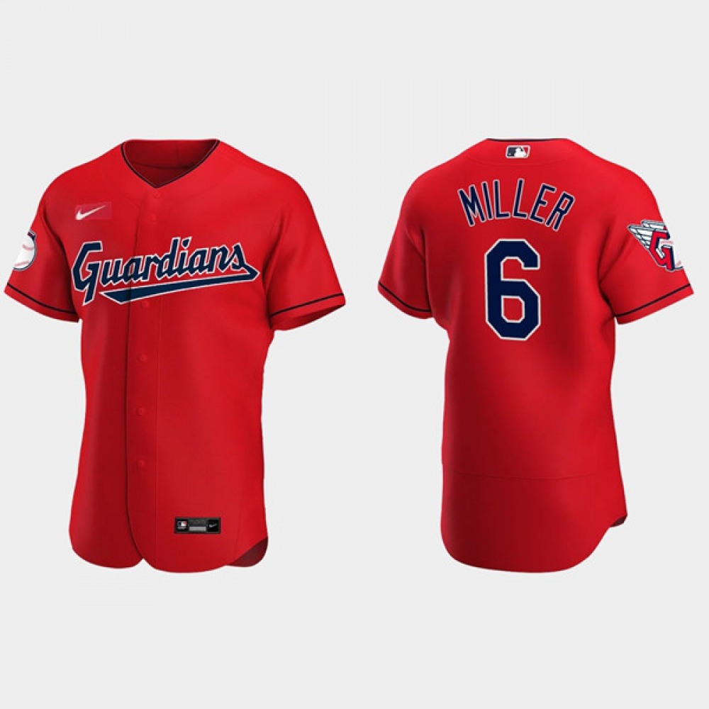 Men's Cleveland Guardians #6 Owen Miller Red Flex Base Stitched Jersey 1