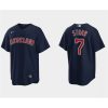 Men's Cleveland Guardians #7 Myles Straw Navy Cool Base Stitched Jersey