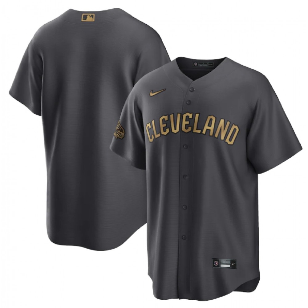Men's Cleveland Guardians Blank 2022 All-Star Gray Cool Base Stitched Baseball Jersey 1